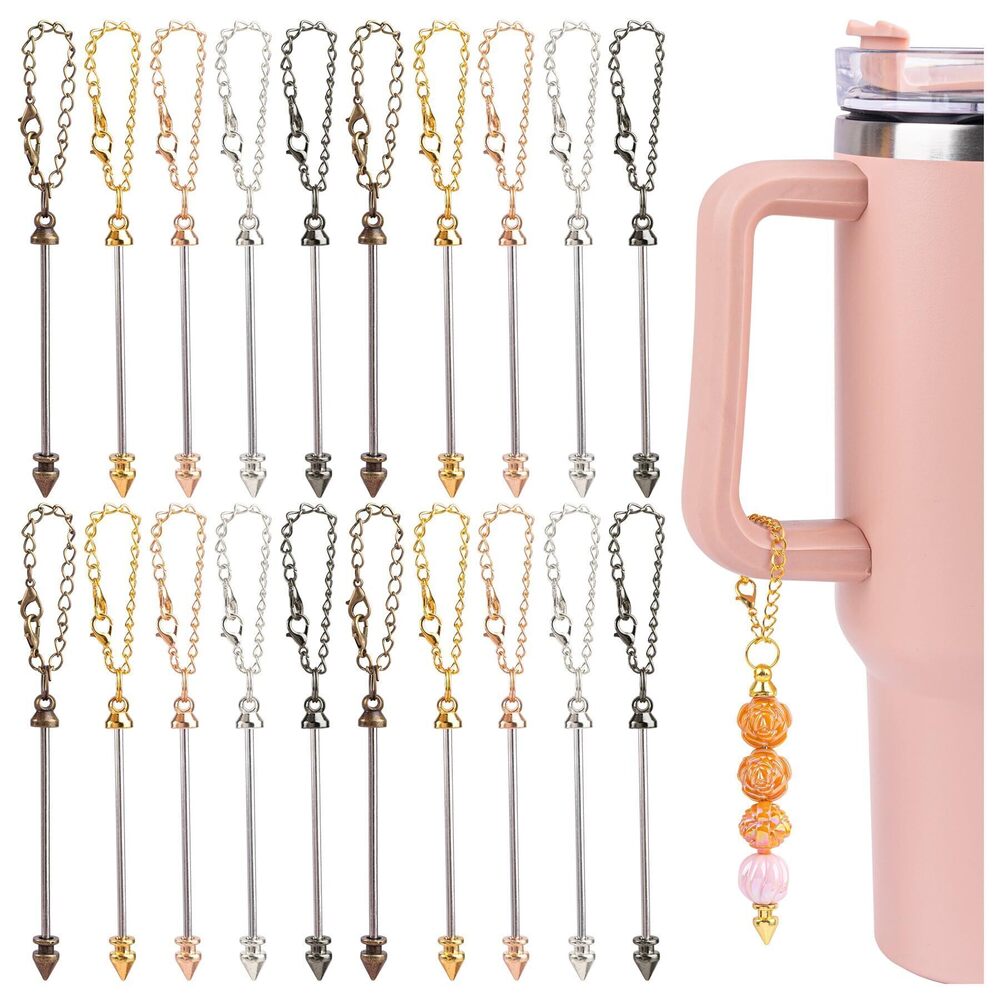 2420 20 Pack Beadable Cup Charm Blank Bar Chains Beaded Decorate Cup